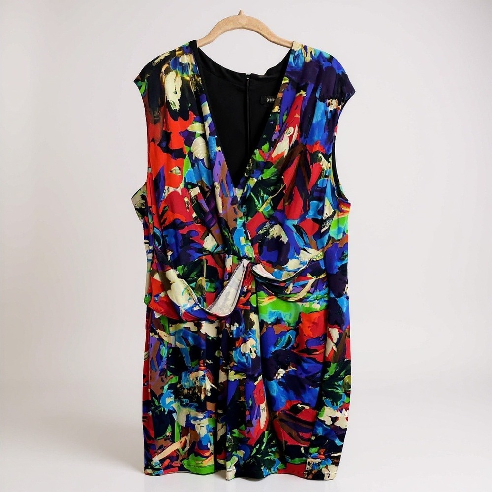 Ellen Tracy Womens Multicolor Sleeveless Draped‎ Dress Size 22W Polyester